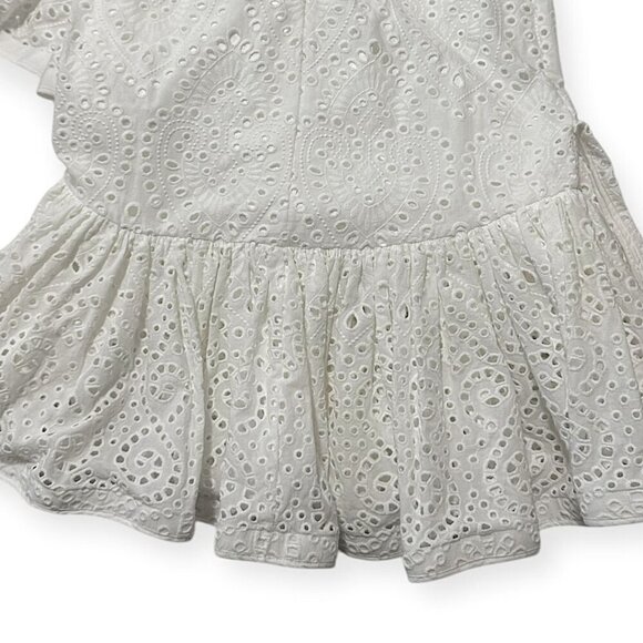 Johanna Ortiz Maui ruffle eyelet cotton skirt, White, Size 4, New with tag - Picture 11 of 16